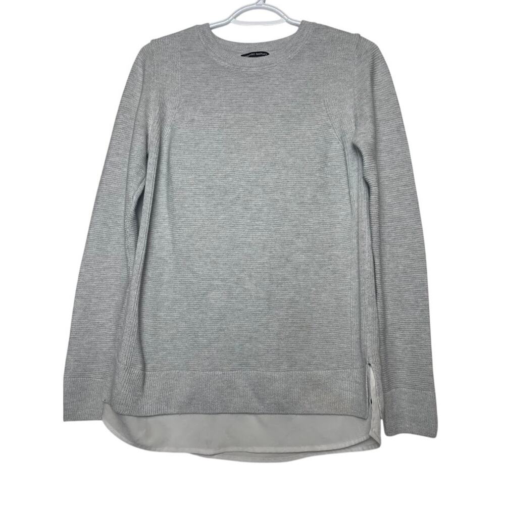 Hilary Radley Ribbed Knit Sweater Womens Small Gray Long Sleeve Layered Top